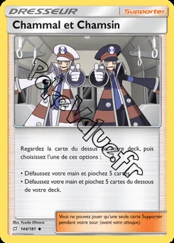 Carte Pokémon Chammal et Chamsin n°144 de la série Duo de Choc