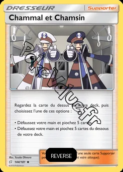 Carte Pokémon Chammal et Chamsin Reverse n°144 de la série Duo de Choc