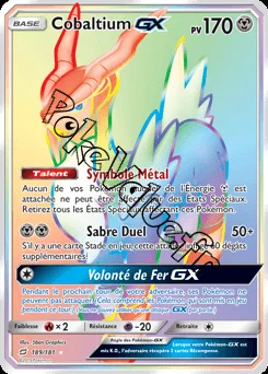 Carte Pokémon Cobaltium GX n°189 de la série Duo de Choc
