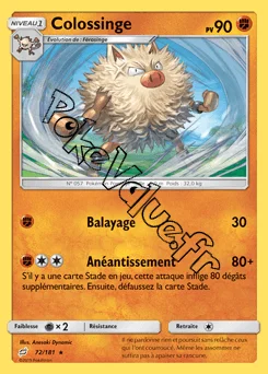 Carte Pokémon Colossinge n°72 de la série Duo de Choc