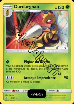 Carte Pokémon Dardargnan Reverse n°5 de la série Duo de Choc