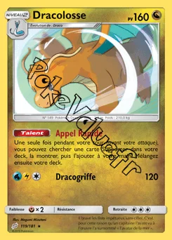Carte Pokémon Dracolosse n°119 de la série Duo de Choc