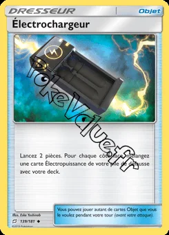 Carte Pokémon Électrochargeur n°139 de la série Duo de Choc