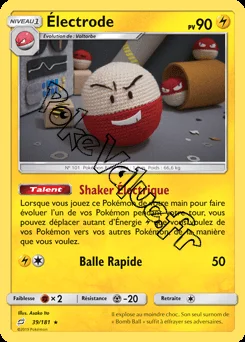 Carte Pokémon Électrode n°39 de la série Duo de Choc
