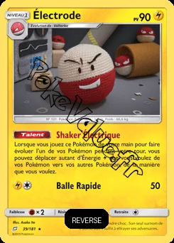 Carte Pokémon Électrode Reverse n°39 de la série Duo de Choc