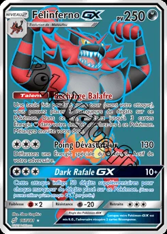 Carte Pokémon Félinferno GX n°167 de la série Duo de Choc