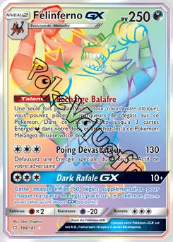 Carte Pokémon Félinferno GX n°188 de la série Duo de Choc