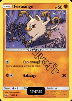 Carte Pokémon Férosinge Reverse n°71 de la série Duo de Choc