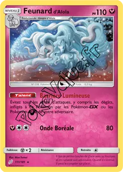 Carte Pokémon Feunard d’Alola n°111 de la série Duo de Choc