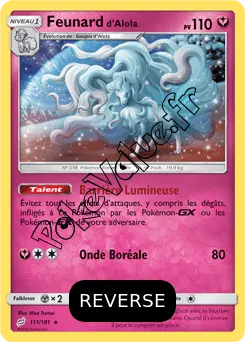 Carte Pokémon Feunard d’Alola Reverse n°111 de la série Duo de Choc