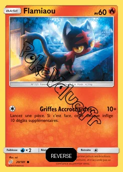 Carte Pokémon Flamiaou Reverse n°20 de la série Duo de Choc