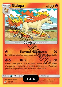 Carte Pokémon Galopa Reverse n°18 de la série Duo de Choc