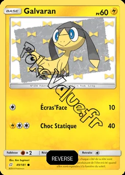 Carte Pokémon Galvaran Reverse n°49 de la série Duo de Choc