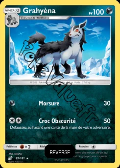 Carte Pokémon Grahyèna Reverse n°87 de la série Duo de Choc