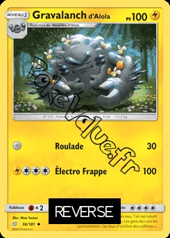 Carte Pokémon Gravalanch d’Alola Reverse n°36 de la série Duo de Choc