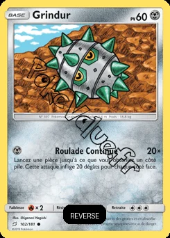 Carte Pokémon Grindur Reverse n°102 de la série Duo de Choc
