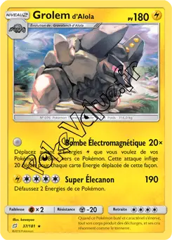 Carte Pokémon Grolem d’Alola n°37 de la série Duo de Choc