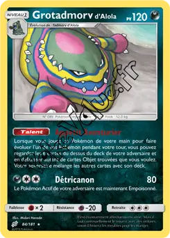 Carte Pokémon Grotadmorv d’Alola n°84 de la série Duo de Choc
