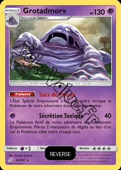Carte Pokémon Grotadmorv Reverse n°63 de la série Duo de Choc