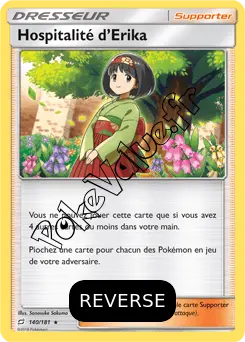 Carte Pokémon Hospitalité d’Erika Reverse n°140 de la série Duo de Choc