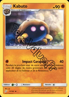 Carte Pokémon Kabuto  n°77 de la série Duo de Choc