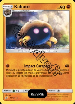 Carte Pokémon Kabuto  Reverse n°77 de la série Duo de Choc
