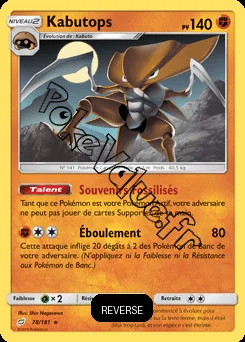 Carte Pokémon Kabutops  Reverse n°78 de la série Duo de Choc