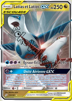 Carte Pokémon Latias et Latios GX n°113 de la série Duo de Choc
