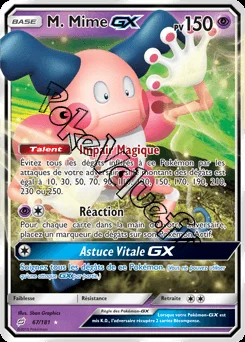 Carte Pokémon M. Mime GX n°67 de la série Duo de Choc