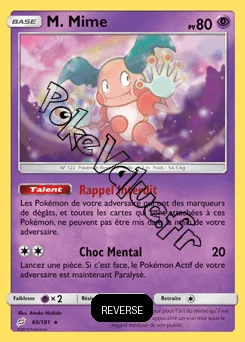Carte Pokémon M. Mime Reverse n°66 de la série Duo de Choc