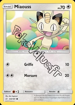 Carte Pokémon Miaouss n°125 de la série Duo de Choc