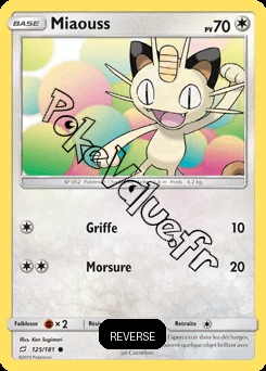 Carte Pokémon Miaouss Reverse n°125 de la série Duo de Choc