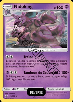 Carte Pokémon Nidoking  Reverse n°59 de la série Duo de Choc