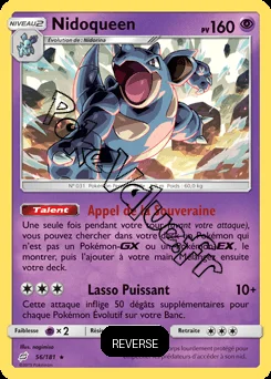 Carte Pokémon Nidoqueen  Reverse n°56 de la série Duo de Choc
