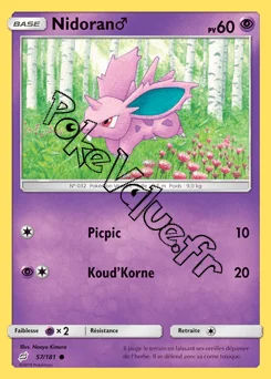 Carte Pokémon Nidoran♂ n°57 de la série Duo de Choc