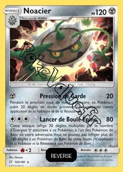 Carte Pokémon Noacier Reverse n°103 de la série Duo de Choc