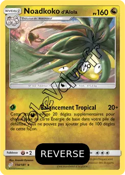 Carte Pokémon Noadkoko d’Alola Reverse n°114 de la série Duo de Choc