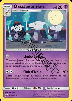 Carte Pokémon Ossatueur d’Alola n°64 de la série Duo de Choc