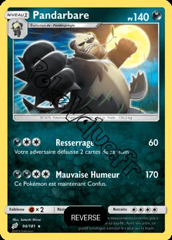 Carte Pokémon Pandarbare Reverse n°94 de la série Duo de Choc