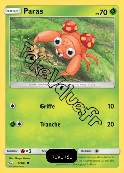 Carte Pokémon Paras  Reverse n°6 de la série Duo de Choc