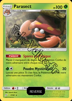 Carte Pokémon Parasect  Reverse n°7 de la série Duo de Choc