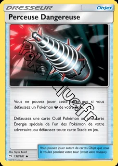 Carte Pokémon Perceuse Dangereuse n°138 de la série Duo de Choc