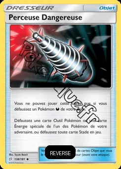 Carte Pokémon Perceuse Dangereuse Reverse n°138 de la série Duo de Choc