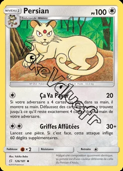 Carte Pokémon Persian  n°126 de la série Duo de Choc