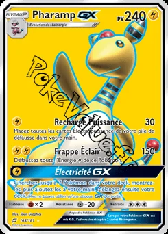 Carte Pokémon Pharamp GX n°163 de la série Duo de Choc