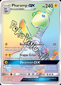 Carte Pokémon Pharamp GX n°185 de la série Duo de Choc
