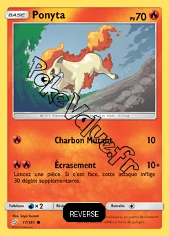 Carte Pokémon Ponyta  Reverse n°17 de la série Duo de Choc