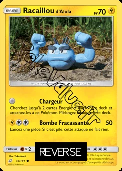 Carte Pokémon Racaillou d’Alola Reverse n°35 de la série Duo de Choc