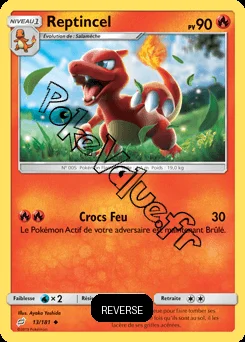 Carte Pokémon Reptincel Reverse n°13 de la série Duo de Choc
