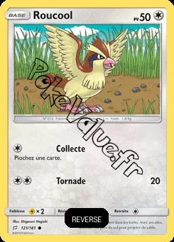 Carte Pokémon Roucool Reverse n°121 de la série Duo de Choc